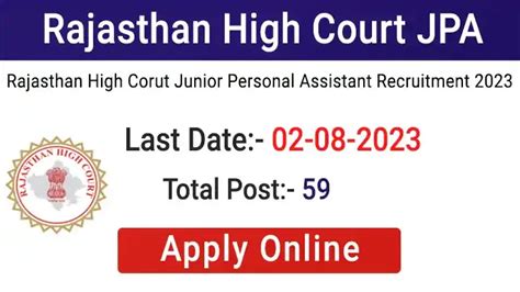 Rajasthan High Court Jpa Recruitment Hcraj Nic In