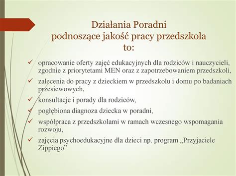 Wspomaganie Przedszkoli Szk I Plac Wek Przez Poradni Psychologiczno