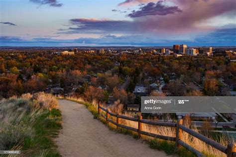 Hiking Path At Top Of Camels Back Park Hill Overlooking Downtown