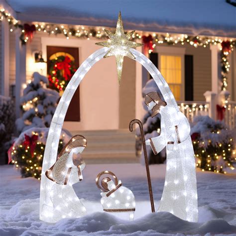 Veikous 5ft Lighted Nativity Scene Christmas Decor Outdoor W 150 Led