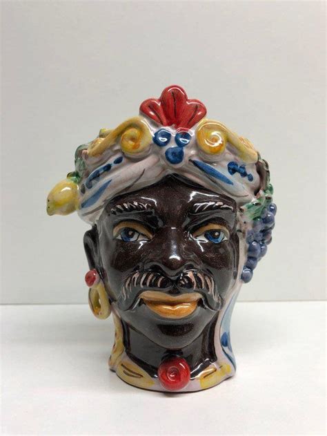 Sicilian Heads Dark Brown Classic Caltagirone Ceramic Cm H Etsy