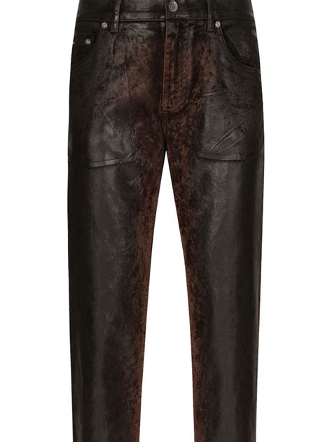 Dolce Gabbana Calça Jeans Cenoura Encerada Preto FARFETCH BR