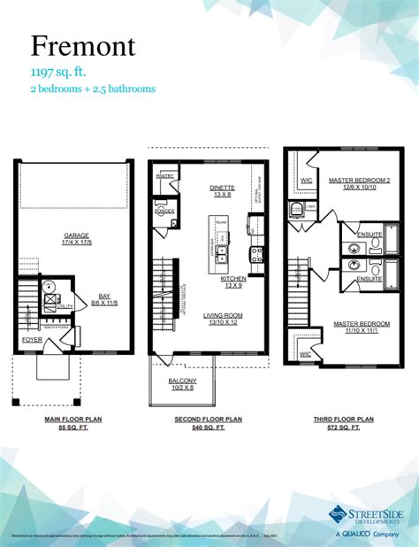 Desrochers Townhomes By StreetSide Developments Fremont Floor Plan