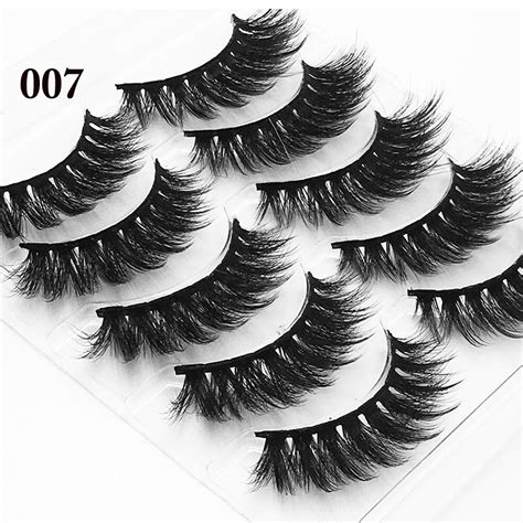 SKONHED 5 Pairs Woman Handmade Fluffy Wispies Natural Long Volume