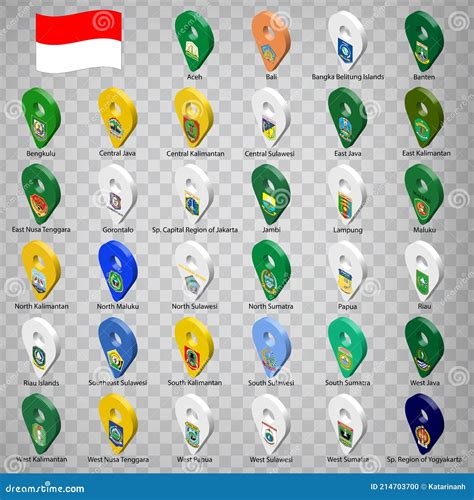 Thirty Four Flags The Provinces Of Indonesia - Alphabetical Order With ...