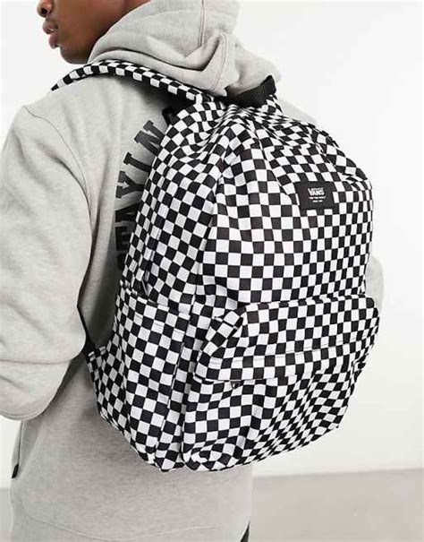 Vans Old Skool Checkered Backpack In Black And White Asos