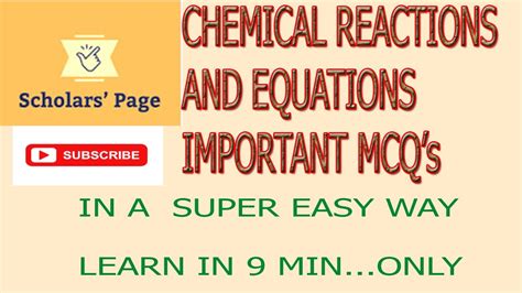 CHEMICAL REACTIONS AND EQUATION IMPORTANT MCQs YouTube