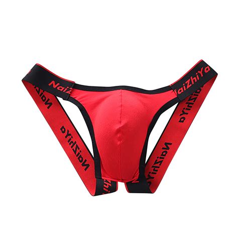 Kddylitq G String For Men Low Rise T Back Thongs Sexy Solid Pouch Underwear Underpants Red M