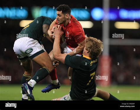 South Africas Elton Jantjies And Pieter Steph Du Toit Tackle Wales