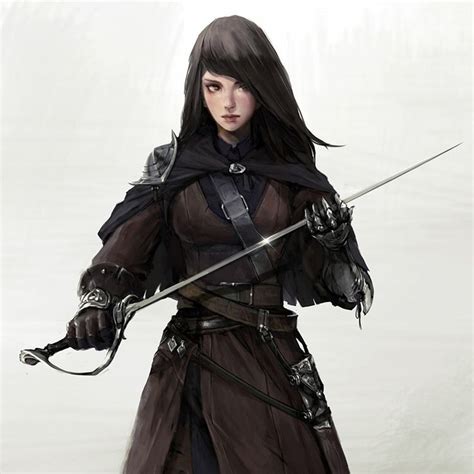 Female Human Sword Rapier Leather Armor Fighter Rogue Swashbuckler Pathfinder Pfrpg Dnd Dandd