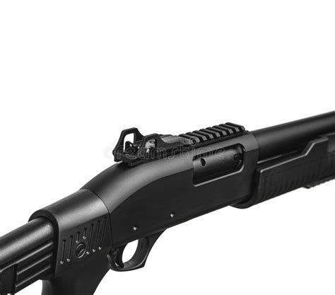 Modern Pump Action Tactical Shotgun Isolate On A White Background