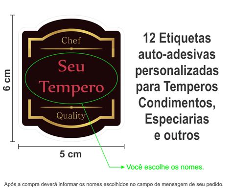 Etiquetas Personalizadas P Potes De Temperos Especiarias