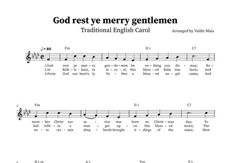 God Rest You Merry Gentlemen F Minor Arr Valdir Maia Sheet Music English Traditional