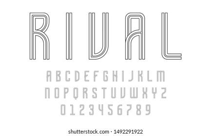 Set Alphabets Font Letters Numbers Modern Stock Vector Royalty Free