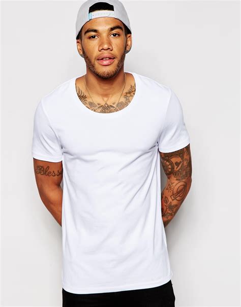 Asos Muscle Fit T Shirt With Scoop Neck And Stretch In White For Men Lyst