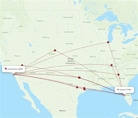 All Flight Routes From Santa Ana To Tampa Sna To Tpa Flight Routes