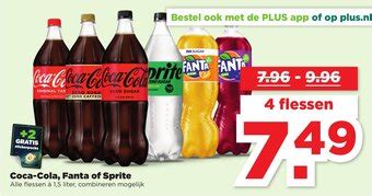 Coca Cola Fanta Of Sprite Liter Flessen Aanbieding Bij Plus