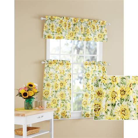 Mainstays Sunflower Piece Kitchen Curtain Tier And Valance Set X