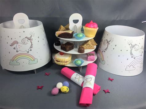 Unicorn Party 3 Tier Afternoon Tea Take Away Caddy Afternoon Tea Take