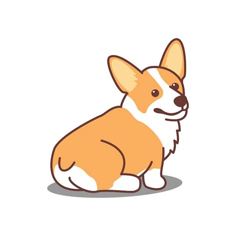 Dessin Anim Mignon Chien Corgi Assis Vecteur Premium