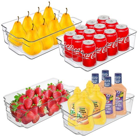 Refrigerator Organizer Bins 4 Pcs Clear Plastic