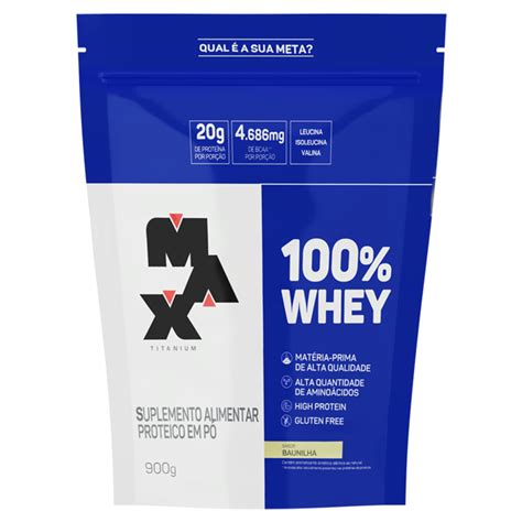 Whey Protein 100 Max Titanium Baunilha 900g Refil Drogaria Sao Paulo