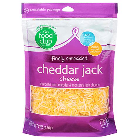 Food Club Finely Shredded Cheddar Jack Cheese 8 Oz Shredded Grated And Cubed Sendiks Food Market