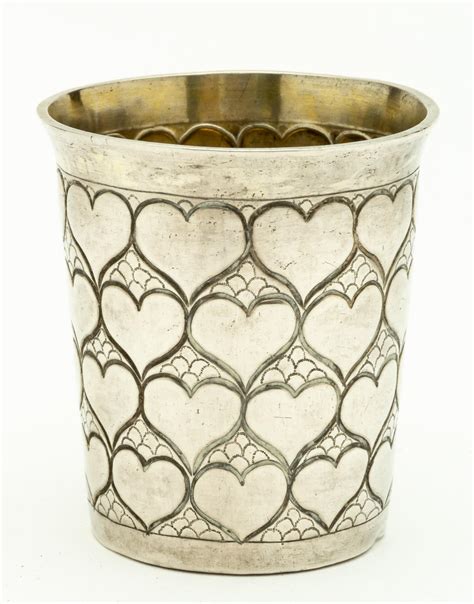 At Auction Early Russian Silver Beaker Showing Hearts