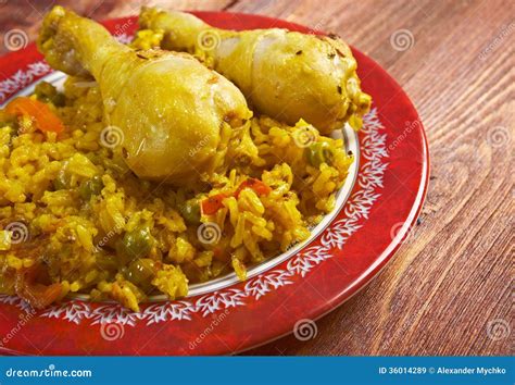 Arroz Con Pollo Colombiano Colombian Style Rice With Chicken Meat Stock