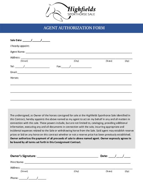 Fillable Online Res Authorization Of Agent Form Fax Email Print