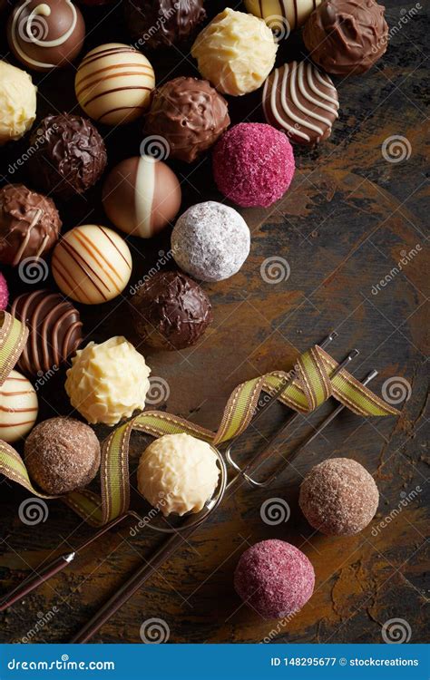 Variety Of Delicious Gourmet Handmade Chocolates Stock Image Image Of