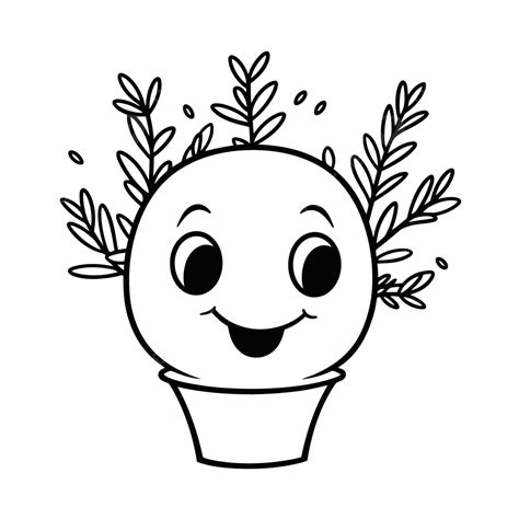 Cactus Plant Coloring Pages With Happy Face Outline Sketch Drawing