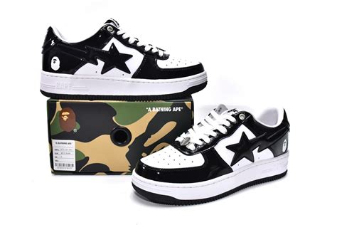 Best Fake A Bathing Ape Bape Sta Low Black White H Of Reps