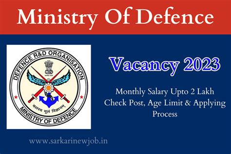 Ministry Of Defence Vacancy Monthly Salary Upto Lakh Check Post