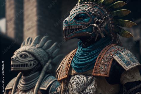 Reptilians Living Among Us Since The Mayan People Stock Illustration