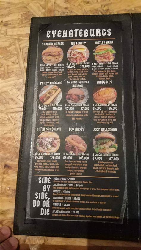 Menu At Lawless Burger Bar Jakarta Jl H Agus Salim No60