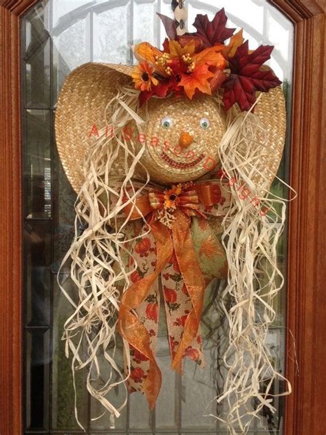 Items Similar To Scarecrow Lady Hat Wreath Fall Wreath Scarecrow Hat