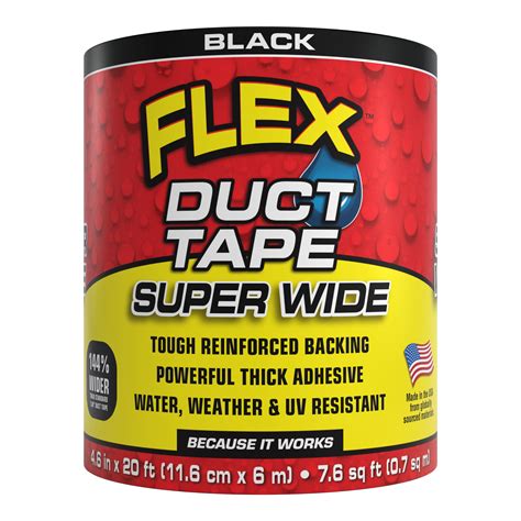 Flex Super Wide Duct Tape Waterproof Tough Adhesive Tearable Black