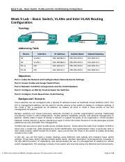 Week Lab Configuring Vlans And Inter Vlan Routing Docx Week Lab