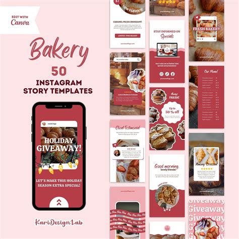 Bakery Instagram Story Templates, Cafe Instagram Template, Cake