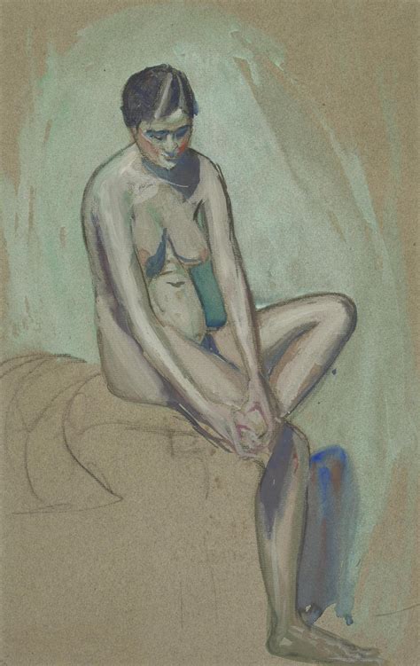 Lot 447 Attr Emily Nichols Hatch Nude Mixed Media Painting Case