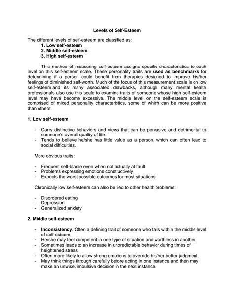 Solution Psychology Notes Levels Of Self Esteem James Marcias