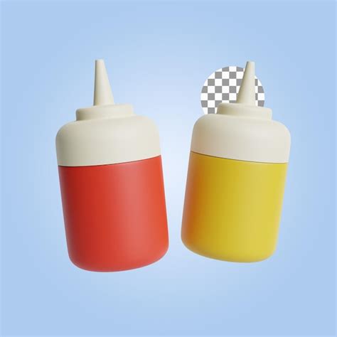 Premium Psd Ketchup Or Mustard Bottle D Rendering Illustration