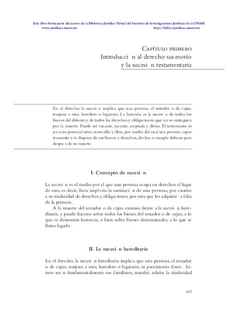 Pdf Capítulo Primero Introducción Al Derecho Sucesorio Y La Sucesión