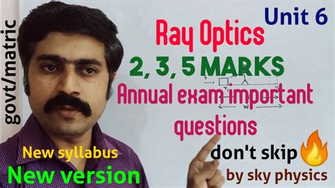 Important Questions235 Marksannual Examunit 6ray Opticsstd