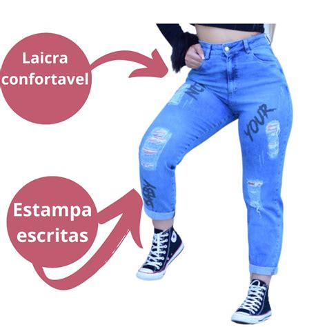 Calça Jeans Feminina Mom Meitrix