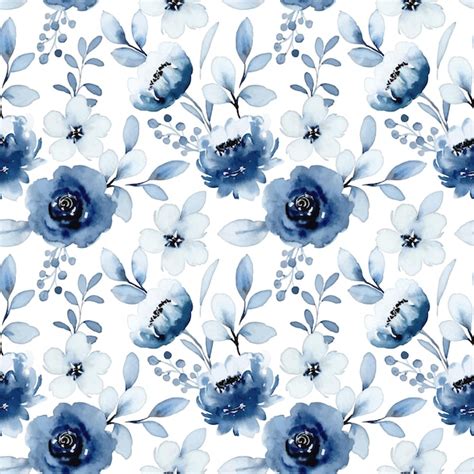 Blue Watercolor Flower Pattern Best Flower Site