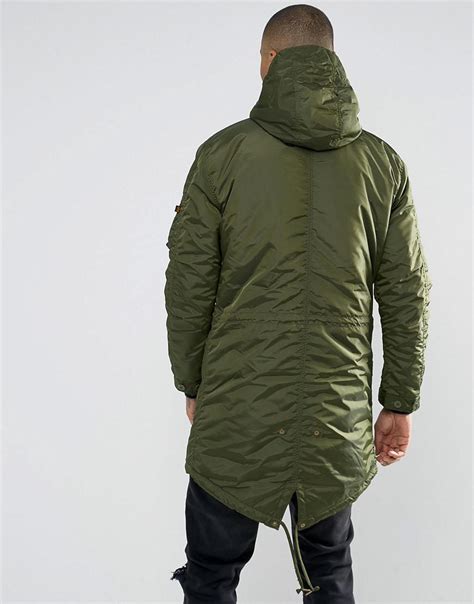 Alpha Industries Synthetic Hooded Fishtail Parka In Dark Green For Men