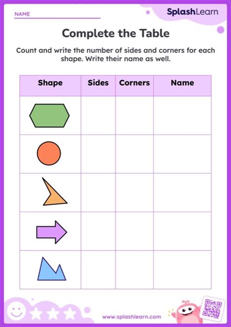 Identifying 2d Shapes By Counting Corners And Sides Worksheet Printable Maths Sheet