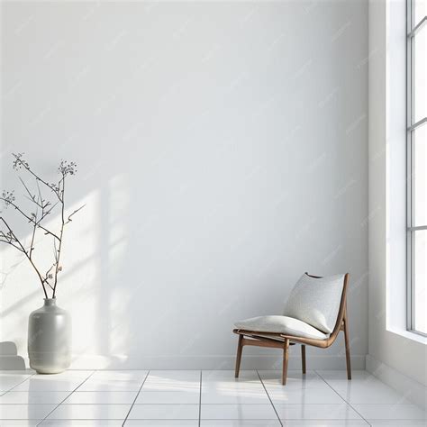 Premium Photo Modern Minimalist White Room With Chair And Vase Background